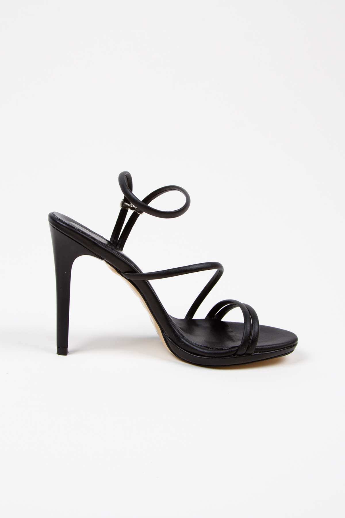 Kadın Yazlık 10 cm Siyah İnce Topuklu Platformlu Ayakkabı
